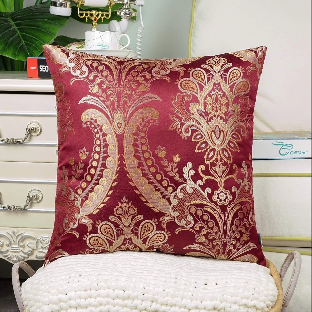 Throw Pillow Cover Pack of 2 Supersoft Vintage Damask Floral Design Cushion Case - Picture 4 of 6